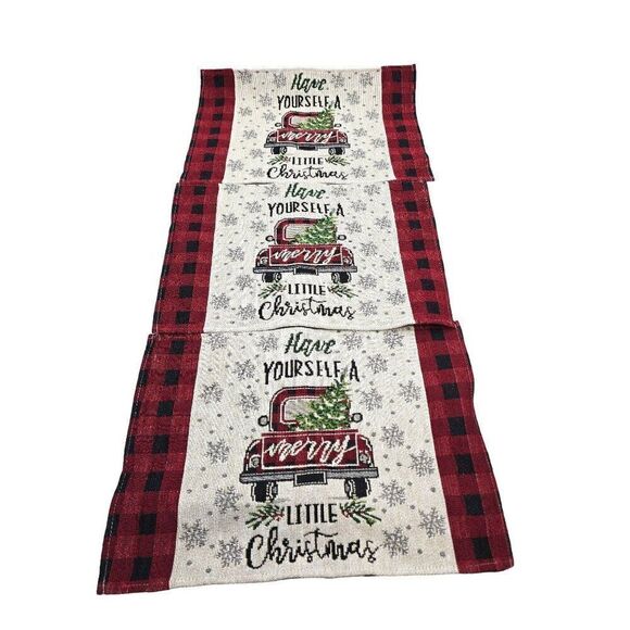 Set Of 3 Christmas-Themed Placemats With Red Truck & Buffalo Plaid Design - Picture 1 of 9